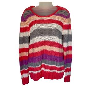 Pink Stripe Crew Sweater Fall Winter Sonoma